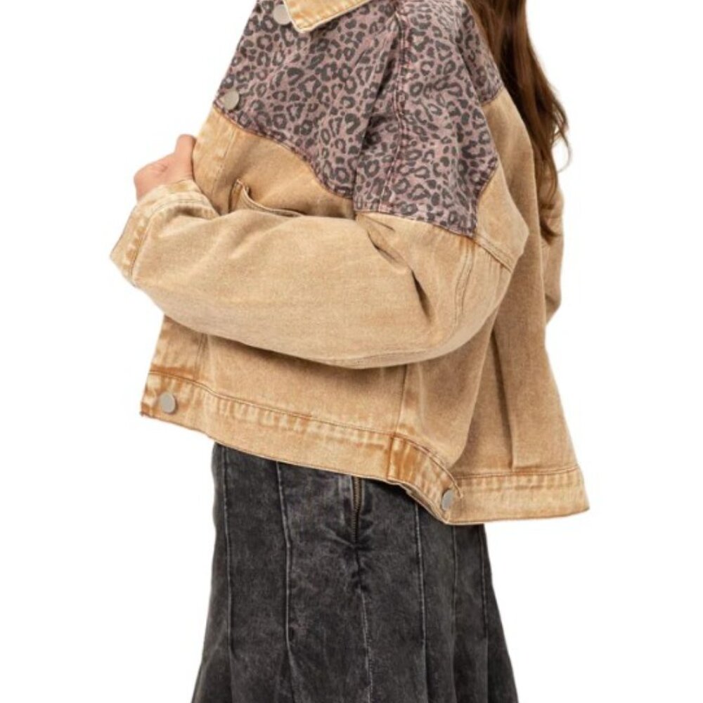 Hyfve Boutique Denim Patchwork Jacket. Cheetah/Le… - image 2